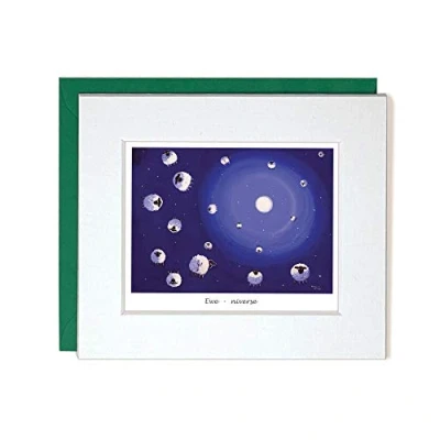 Image of &quot;Ewe niverse&quot; Mounted Greeting Card by Thomas Joseph Universe Sheep Range