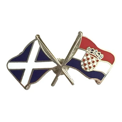 Image of Scotland &amp; Croatia Flags Friendship Courtesy Enamel Lapel Pin Badge T961