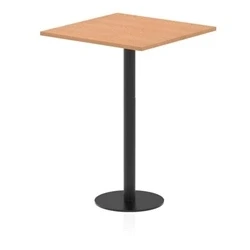 Image of Italia 800mm Poseur Square Table Oak Top 1145mm High Black Leg