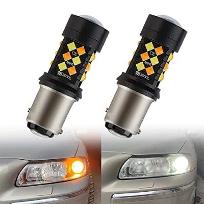Image of Qasim 2PCS 1157 BAY15D LED Bulb Switchback White&amp;Amber Turn Signal Light Car 3030SMD Front and Rear 12V