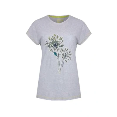 Image of Weird Fish Seedheads Front SLUB Print Tshirt, Women&#039;s, Size: 14, Pearl grey marl