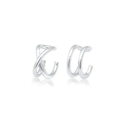 Image of Elli Earrings Ladies Earcuff Set Geo Basic Minimal in 925 Sterling Silver Rose Gold Plated