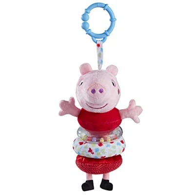 Image of My First Peppa Pig Jiggler Soft Toy, Baby Comforter Blanket, Early Play Development Pull and Retract Pram, Cot, Car Seat, Toy