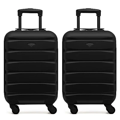 Image of Flight Knight Set of 2 Premium Suitcases Extra Stong Lightweight Luggage Hardcase with 4 Wheels &amp; Built in Lock (Set S+S)