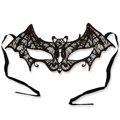 Image of Halloween Lace Eye Mask Black Bat Masquerade Ball Gothic Fancy Dress Accessory One Size Adult