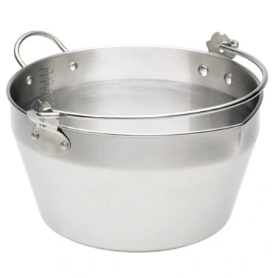 Image of KitchenCraft Jam Pan, Home Made Maslin/Jam Pan for Induction Hob with Recipe in Gift Box, Stainless Steel, 9 Litres, Silver