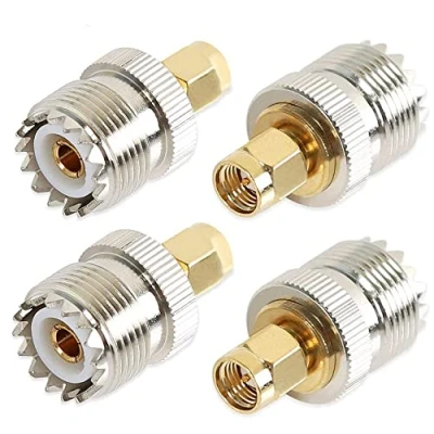Image of TengKo UHF Female to SMA Male Adapter RF Coax Connector SO239(PL259) Handheld Antenna PL 259 Converter Two Way Radio (4 Packs)
