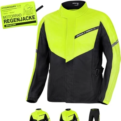 Image of SHIMA HYDRODRY 2.0 Waterproof Motorbike Jackets Mens Womens Motorcycle Packable Rain Clothing for Raincoats Set Overcoat Rainseal Reflective Breathable Wet Weather Winter (Jackets Unisex, Fluo, XS)