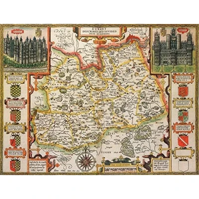 Image of Ryco Originals Surrey Historical Map 1000 Piece Jigsaw Puzzle (1610). Free print!