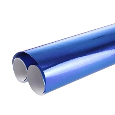 Image of Clairefontaine Ref 354113C Metallic Wrapping Paper (Single Roll) 70cm Width x 2m Length, 76gsm Shiny Paper, Effect on One Side Blue Colour