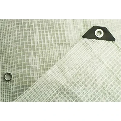 Image of Gardiflex CLEAR REINFORCED TARPAULIN MESH &amp; EYELETS VARIOUS SIZES + 6 x BUNGEES (3M 5M)