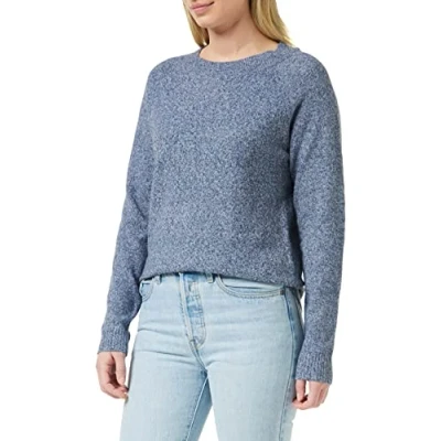 Image of Vero Moda Women&#039;s Vmdoffy O neck Blouse Ga Noos Pullover Sweater, Navy Blazer/Detail:melange, S UK