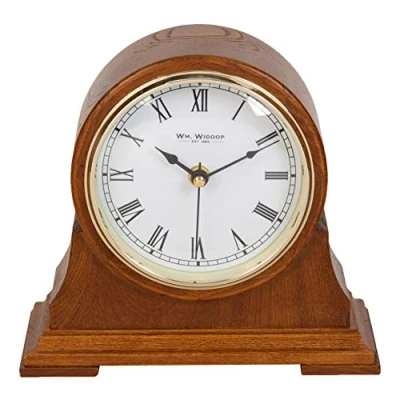 Image of Wm. Widdop Traditional Light Wooden Barrel Case Mantel Quartz Clock