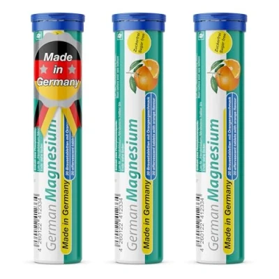 Image of German Magnesium Drink Effervesent Tablets 60 Servings Orange Flavour 200 mg Sugar Free, Vegan T&amp;D Pharma Made in Germany