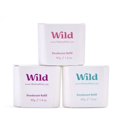 Image of Wild Natural Refillable Deodorant Aluminium Free Refill Variety Pack Includes Fresh Cotton &amp; Sea Salt, Jasmine Mandarin and Coconut Vanilla Scents Long Lasting Protection