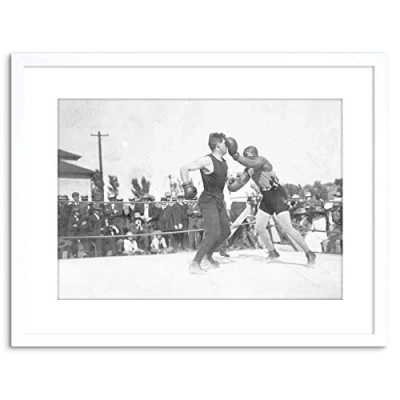 Image of Wee Blue Coo 9x7 &#039;&#039; VINTAGE PHOTO JACK JOHNSON BOXER KAUFMANN PUNCH FRAMED ART PRINT F97X1726