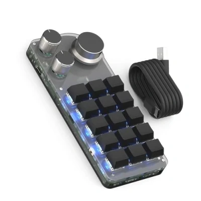 Image of Programming Macro Customizable 15Keys 3 Knob Keyboard RGB Copy Pastes Mini Button Gaming Keypad Mechanical Macropad New 15 Key Customized Drawing Design Esports Game