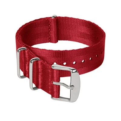 Image of Archer Watch Straps Seat Belt Weaved Nylon Premium Quality NATO (Red, Stainless, 22mm)