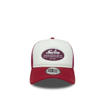 Image of New Era Patch Trucker Unisex Cap, Size: One Size, Dark red/white