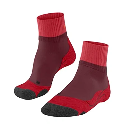 Image of FALKE Women&#039;s TK2 Explore Short W SSO Wool Thick Anti Blister 1 Pair Hiking Socks, Red (Merlot 8117), 2.5 3.5