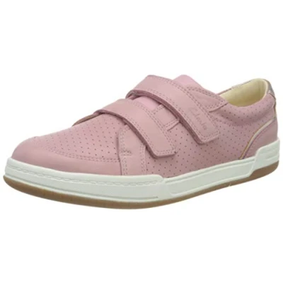 Image of Clarks Girls Fawn Solo Sneaker, Light Pink Leather, 13 UK Child