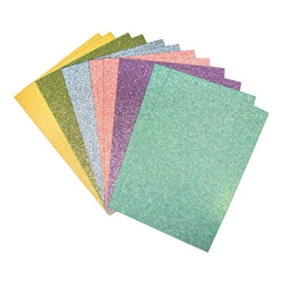 Image of Rayher 67364000 Pack of 12 Self Adhesive Glitter Paper Sheets, Craft for Scrapbooking, Card Making and Kids Craft, Assorted Colours, Pastel Mix, 14.8 x 21 cm