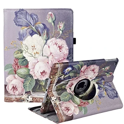 Image of Rotating Case for iPad 9.7 inch 6th Gen, 5th Gen/iPad Air 2 / 360 Degree Stand Protective Cover with Auto Sleep Wake 2018 2017 (Roses)