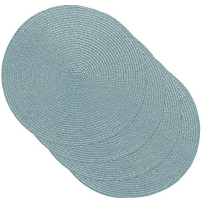 Image of Venilia Blue Round Placemat, Table Linen, Placemats for Dining Room, Woven Set of 4, Food Safe, 38 cm, 59125
