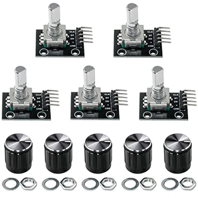 Image of KY 040 Rotary Encoder Module 360 Degree 5 PCS with Knob Cap Brick Sensor Development Board for Arduino including E Book
