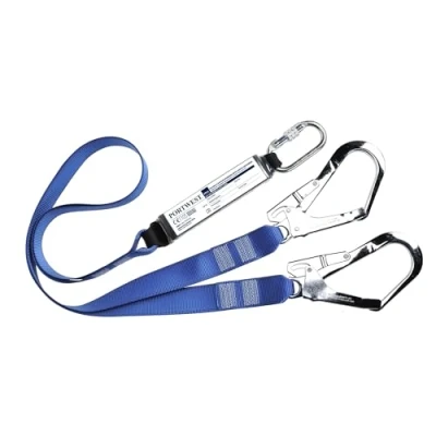 Image of Portwest FP51 Safety Lanyard Double Webbing with Shock Absorber Fall Protection Harness 1.8m Royal Blue