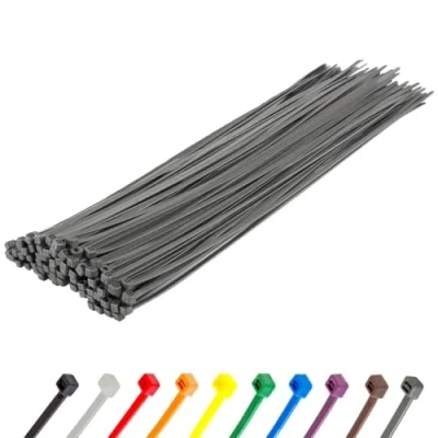Image of Gocableties Heavy Duty Long Silver Cable Ties, 370mm x 4.8mm, Pack of 100, Premium Nylon Zip Plastic Tie Wraps, Secure Self Locking Mechanism, for Home, Garden, Office and DIY