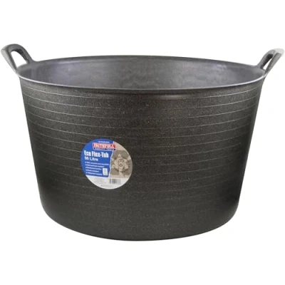Image of Faithfull Eco Flex Tub, Multi Purpose, Durable &amp; Sustainable Flexible Bucket with Reinforced Handles 56 Litre (12gl), Black