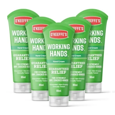 Image of O&#039;Keeffe&#039;s Working Hands, 80ml Tubes (5 Pack) Hand Cream for Extremely Dry, Cracked Hands Instantly Boosts Moisture Levels, Creates a Protective Layer &amp; Prevents Loss