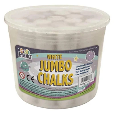 Image of Craft Planet Jumbo Chalk, White, Pack Of 20, Art &amp; Fun For Kids, Drawing, Pavement, Playground, School, Home, Garden, Games, Paper