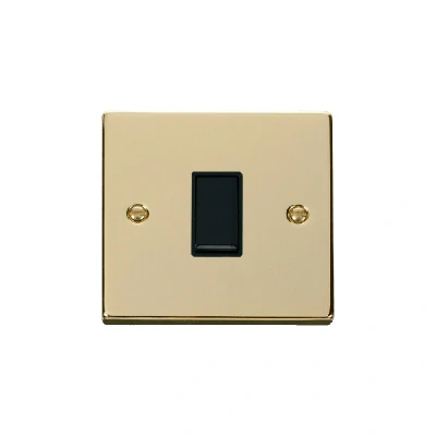 Image of Click Deco 1 Gang 2 Way 10AX Switch Polished Brass Black Inserts