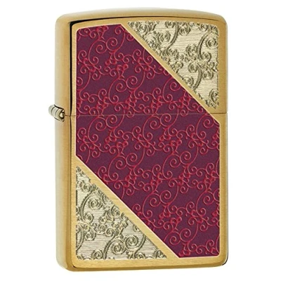 Image of Zippo Windproof Lighter Brushed Brass Damask