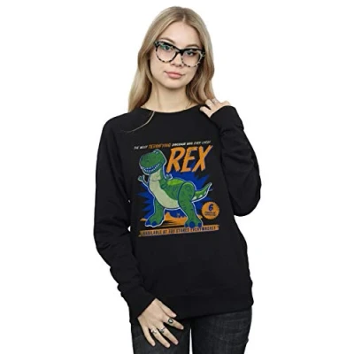 Image of Disney Women&#039;s Toy Story 4 Rex Terrifying Dinosaur Sweatshirt Black XX Large