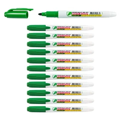 Image of CROWN WB505 Drywipe Pens Bullet Tip Pen Style Markers Pack Of 12 Dry Erase Ink Green 2mm Line