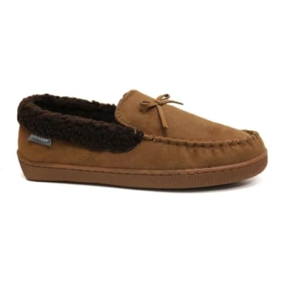 Image of DUNLOP Mens Slippers New Moccasins Faux Sheepskin Fur Cosy with Memory Foam Indoor Outdoor (Chestnut, UK Footwear Size System, Adult, Men, Numeric, Medium, 10)