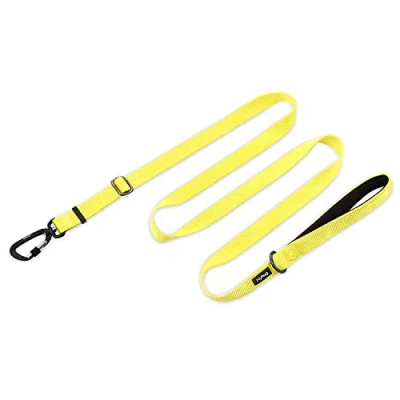 Image of Hyhug Pets Upgraded Adjustable Between 4 Feet and 6 Lead with Sturdy Nylon Super Soft Neoprene lined Handle for Small Medium Large Giant Dogs. (Large, Illuminating Yellow)