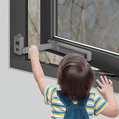 Image of EUDEMON Childproof Window Lock, Baby Safety Restrictor, Easy to Install and Use, no Tools Need or Drill (Grey)