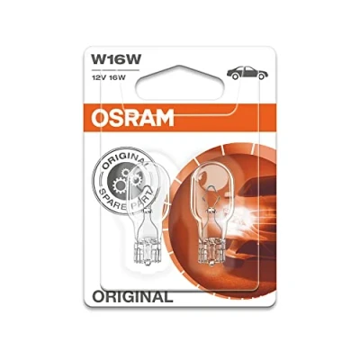 Image of Osram Original Equipment quality W16W 921 02B bulbs in a twin blister pack Transparent