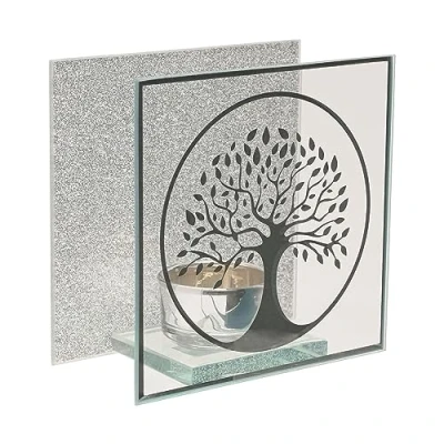 Image of Glass Tea Light Candle Holder Tree of Life 1823