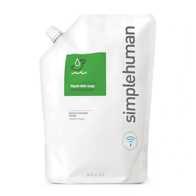 Image of simplehuman 1L Rosemary Thyme Washing Up Liquid Dish Soap, Hypoallergenic (DEA, Sulphate and Paraben Free), Biodegradable, Soap Dispenser Compatible