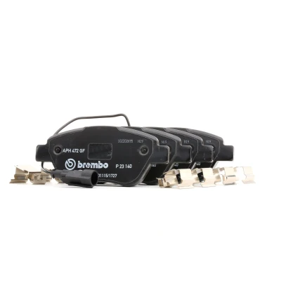 Image of 71770060, 77364637 brake pad set BREMBO P 23 140 incl. wear warning contact with caliper screws accessories FIAT: 500 Hatchback
