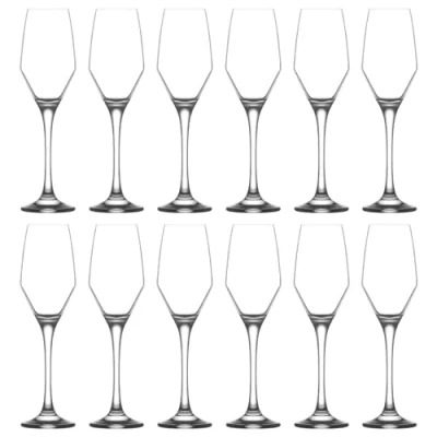 Image of LAV 12x Clear 230ml Ella Glass Champagne Flutes Reusable Wedding Anniversary Birthday Hen Party Prosecco Wine Cocktail Drinking Glasses Set