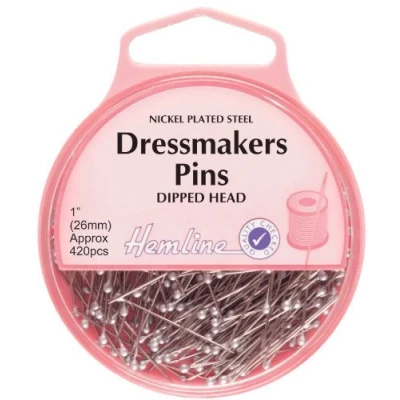 Image of H717 Nickel Plated Shorter Dipped Head Dressmakers Pins 26mm 25g Approx 420pk