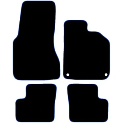 Image of Carsio Carpet Car Mats For Smart Forfour 2015+ Onwards 4 Piece Set Tailored Fit Floor Mat Complete Accessory Black Custom Fitted All Weather, Anti Slip Backing &amp; Blue Trim