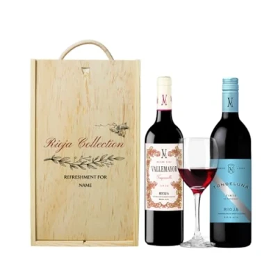 Image of Rioja Classic Spanish Red Wine Gift Set Collection in Double Wooden Box (75cl, Rioja)