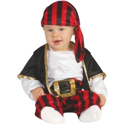 Image of FIESTAS GUIRCA 85561 Pirata Pirate Baby Costume, Red, Black, White, 1 2 anni
